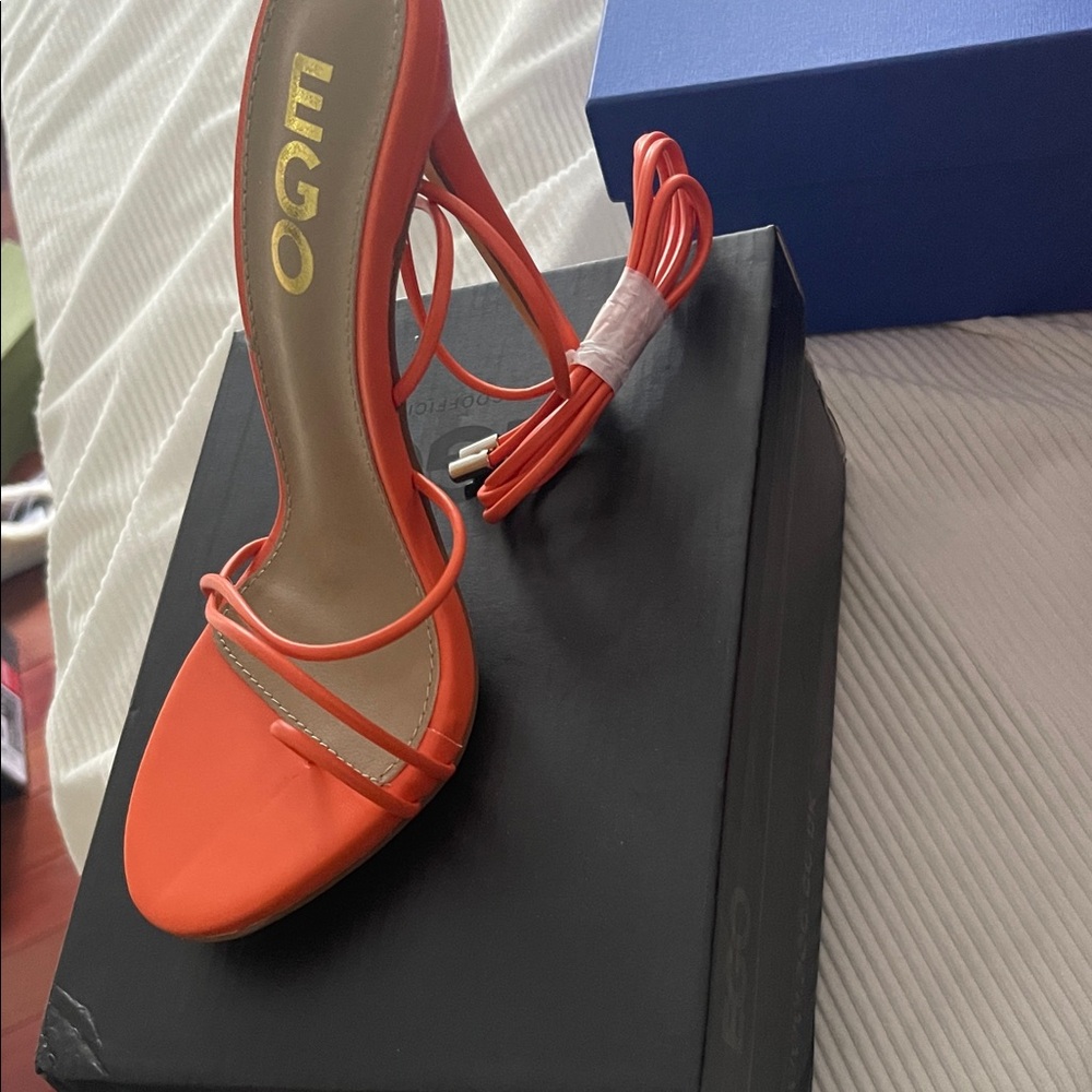 EGO Bold Orange Strappy Heels